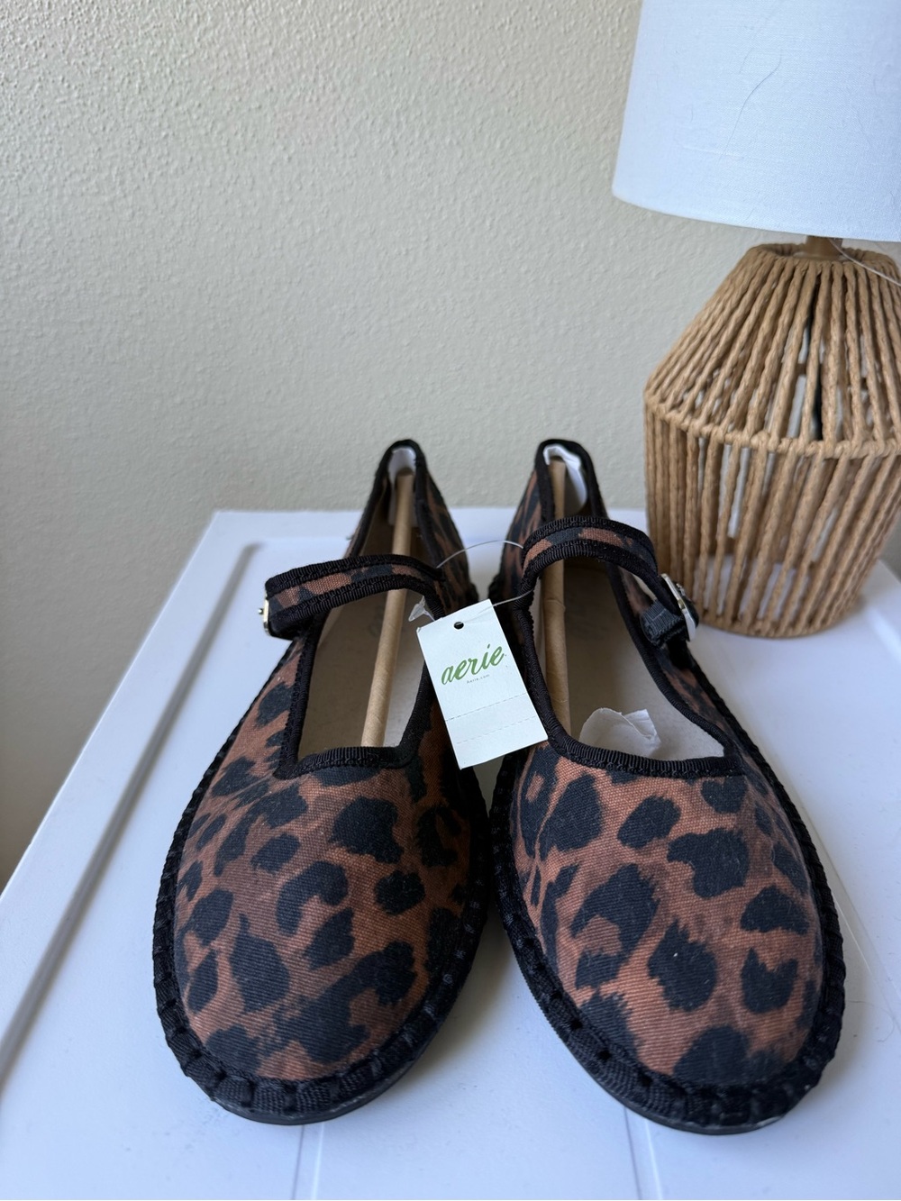 aerie Leopard-Print Mary Jane Flats in Brown & Black size 7 - Picture 5 of 8